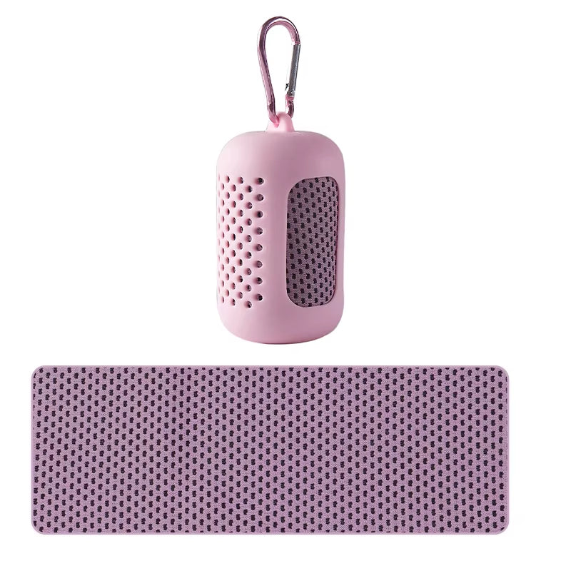 Portable Circular Silicone Wrapped Cold Towel Cooling Towel Quick Drying Polyester Fiber Towels Beach Accessories Sport Fitness