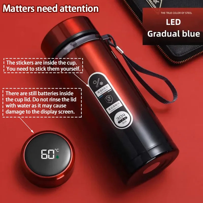 500Ml-1Liter Stainless Steel Thermos Bottle with LED Temperature Display Sus304 Tea Water Bottle Vacuum Flask Portable Cups